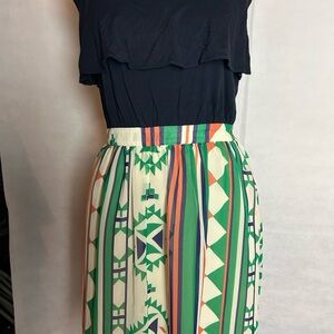 Pink Martini Green A-Line Dress with Pleats for Resort Wear